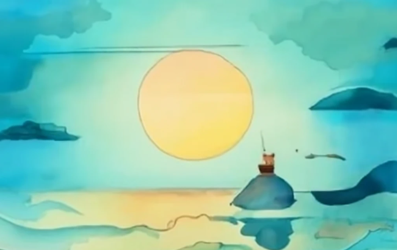 A cartoon of a ship in the ocean Description automatically generated